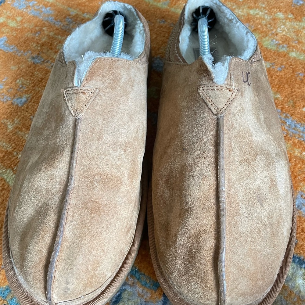 Ugg Neuman Suede Moccasin Chestnut Slippers Men’s Siz… Gem